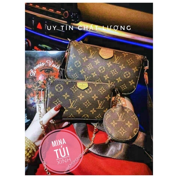 Túi xách nữ 💖 𝑭𝑹𝑬𝑬𝑺𝑯𝑰𝑷 💖 Túi đeo chéo bộ 3 trong một Lv quảng châu