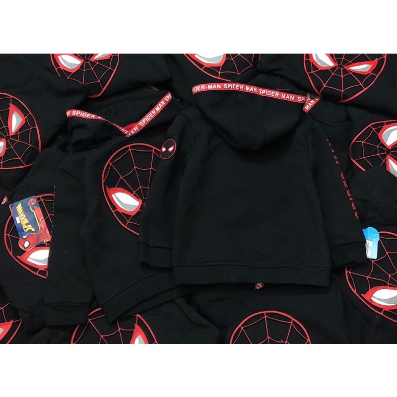 Áo nỉ hoodie Spiderman đen 10-24kg (có ảnh thật)