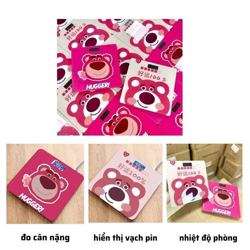 Cân điện tử gấu hồng theo dõi sức khỏe gia đình chịu lực 3 trong 1 MIIBOOSHI D1.123.HOD