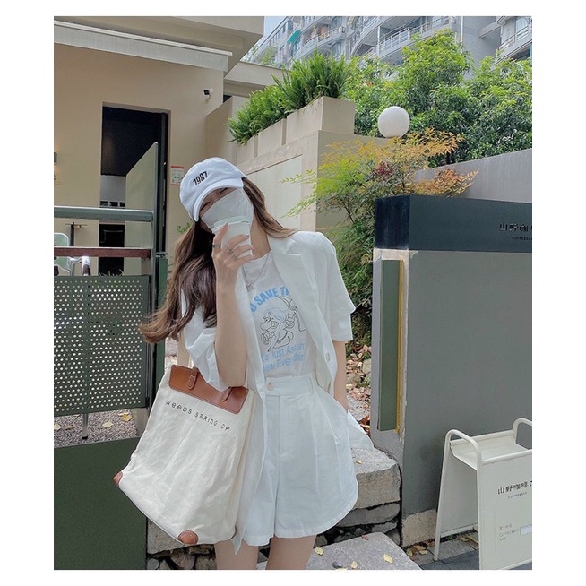 Set 3 món áo pull + vest + quần short
