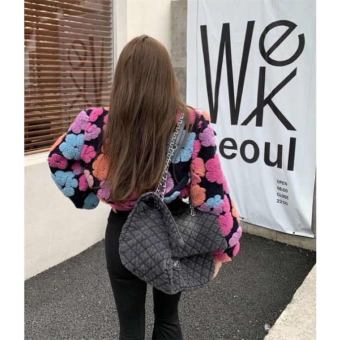 Áo khoác ghi lê len hoa nổi koreastyle