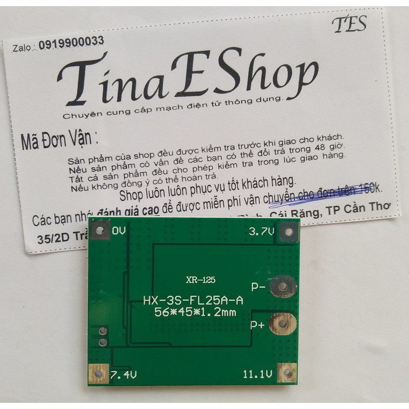 Mạch sạc xả và bảo vệ pin 3S 25A HX-3S-FL25A-A _M942