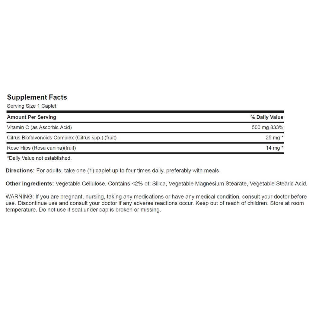[CHÍNH HÃNG] Vitamin C 500mg Bioflavonoids & Rose Hips nhanh liền sẹo, mờ vết thâm Puritan’s Pride 100 viên 430 | BigBuy360 - bigbuy360.vn