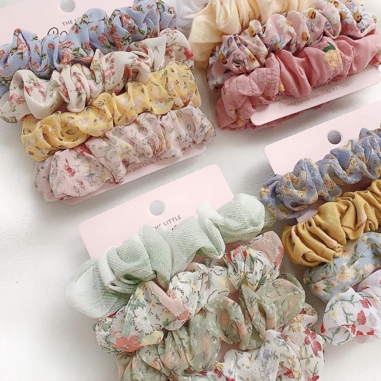 Mini Scrunchies đồng giá - MẪU NGẪU NHIÊN - Cột tóc vải hoa The little Bonwie