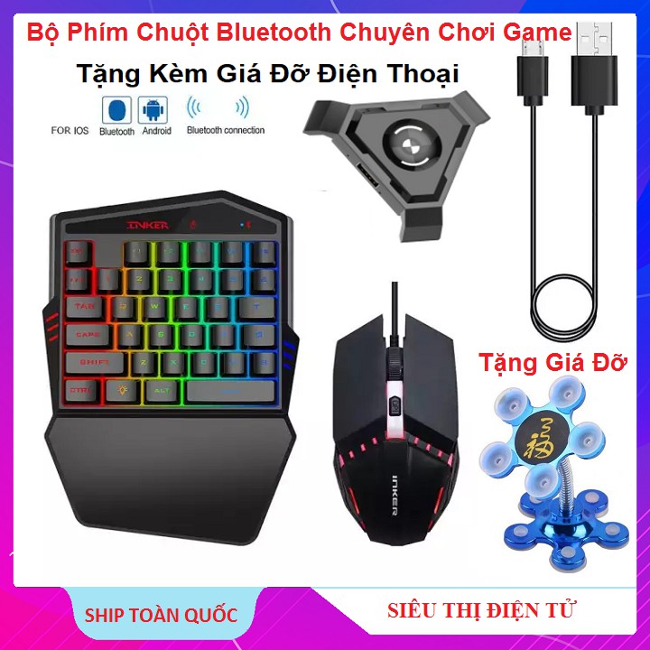 Bộ Phím Chuột, Siêu Phẩm Chơi Game PUBG, Freefire Tặng Giá Đỡ ĐT - Hỗ Trợ Chơi Game Bluetooth Trên Android, ios