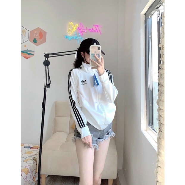 Áo khoác sọc tay cổ đứng chất u