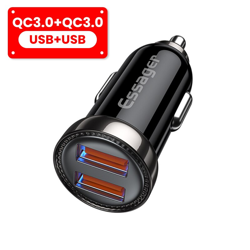 Củ sạc nhanh xe hơi ESSAGER USB Type C QC 3.0 chất lượng cao tiện dụng