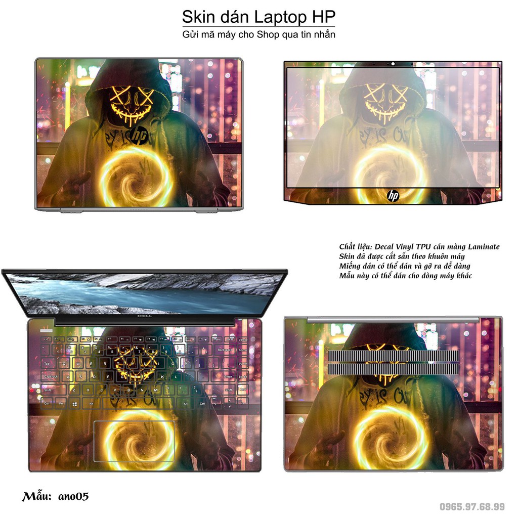 Skin dán Laptop HP in hình Anonymous (inbox mã máy cho Shop)
