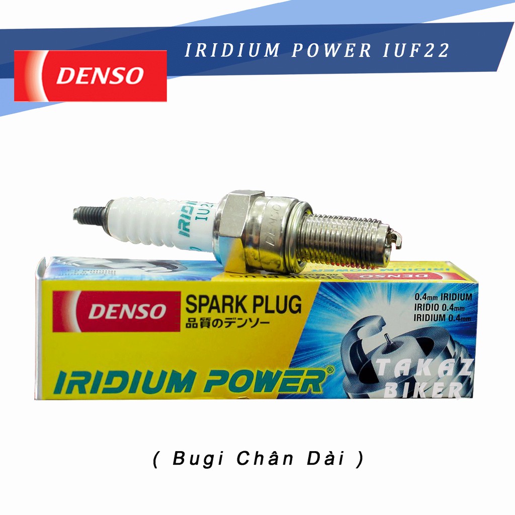 Bugi DENSO IRIDIUM POWER IUF22 chân ngắn : Cup 50 70 90 ; Dream - Wave 100 ; Wave ZX ; Future 110 ; Sirius ; Jupiter