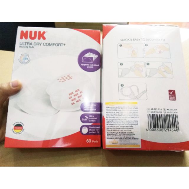 [ Nuk] Lót thấm sữa NUK hộp 60 miếng chính hãng