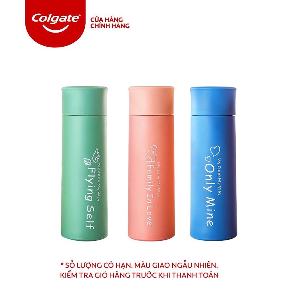 [HB gift] Bộ 2 tô sứ trắng Colgate + Bình nước nhiều màu (Giao màu ngẫu nhiên)