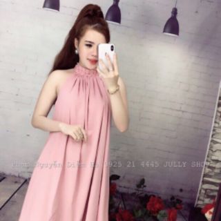 Đầm suông cổ yếm kết cườm