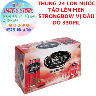 Thùng 24 lon nước táo lên men Strongbow Vị Dâu đỏ 330ml/lon / Lốc 6 lon nước táo lên men Strongbow Vị Dâu đỏ 330ml