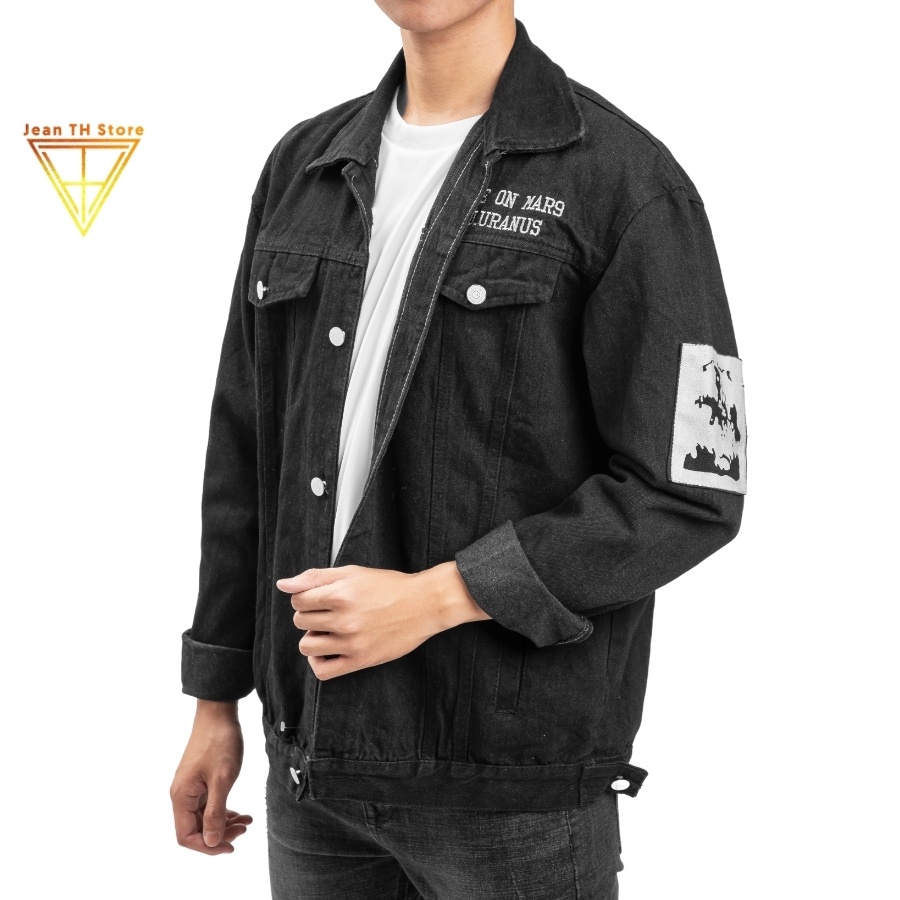Áo khoác jean đắp tay unisex nam nữ TH Store bò màu đen cá tính ulzzang chống nắng - Hàng nhập khẩu