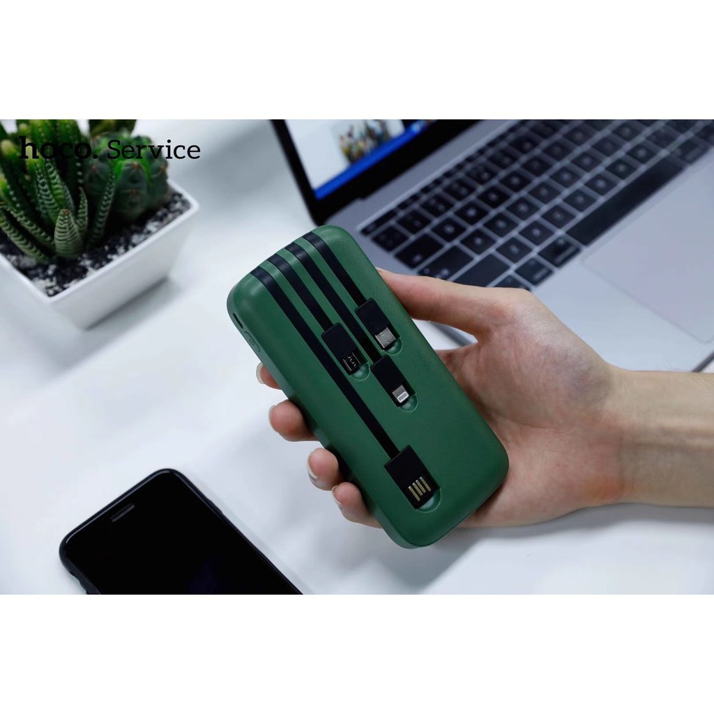 ✙❀Sạc dự phòng đa năng mini 10000mah 20000mah  Hoco DB07 CJ5A sẵn dây tiện lợi lightning type micro - hàng chính hãng