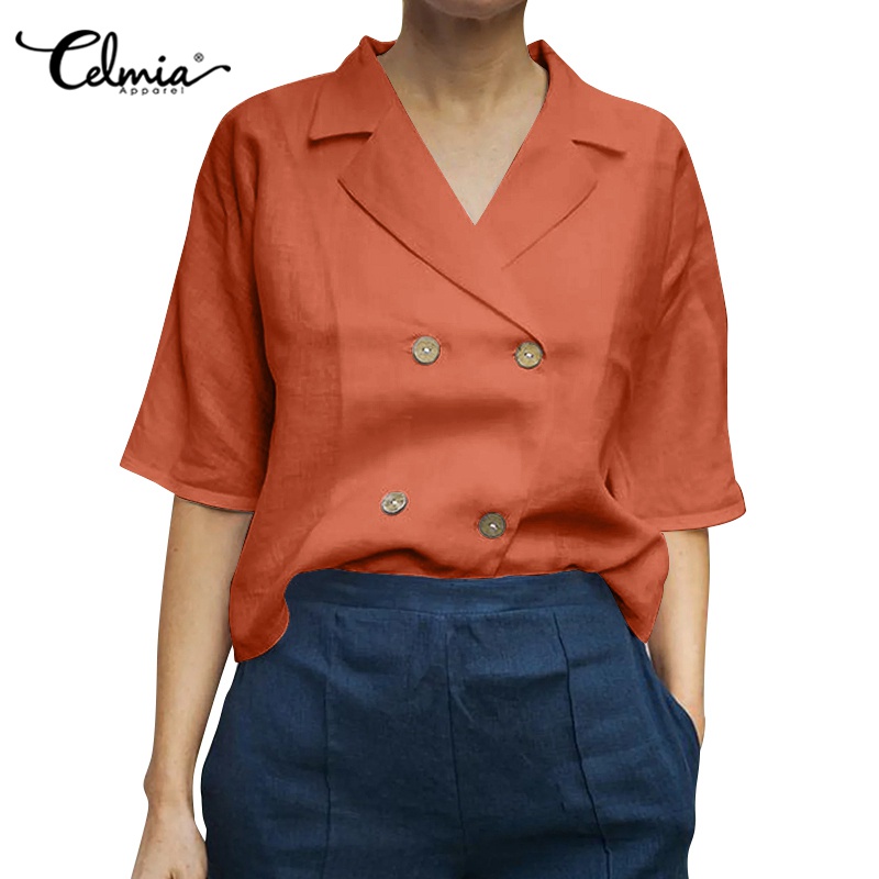 Áo khoác blazer CELMIA tay lửng cổ chữ v màu trơn thời trang mùa hè