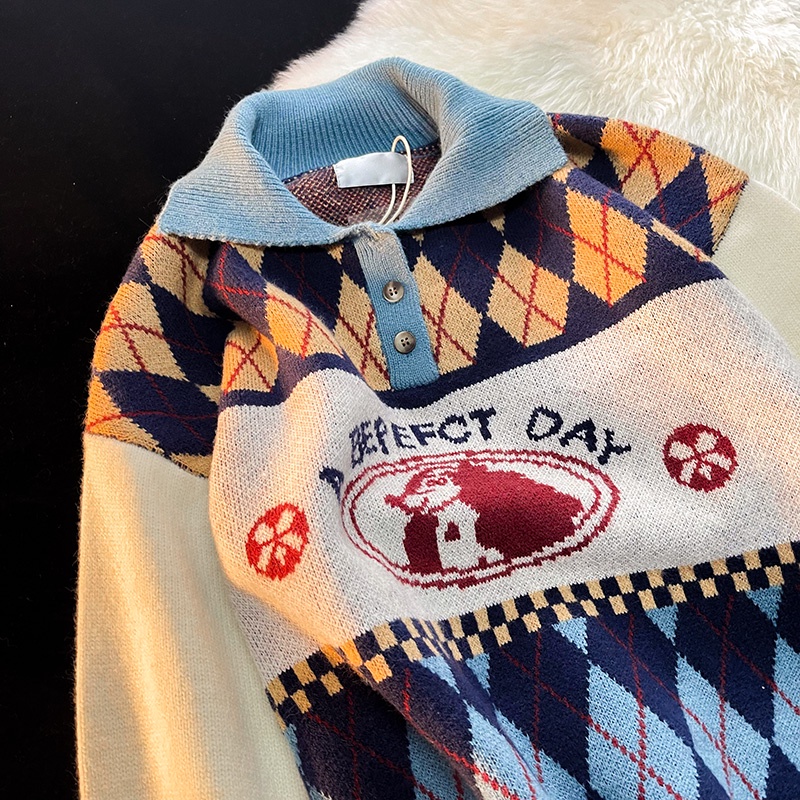 Áo len cổ polo vintage size rộng