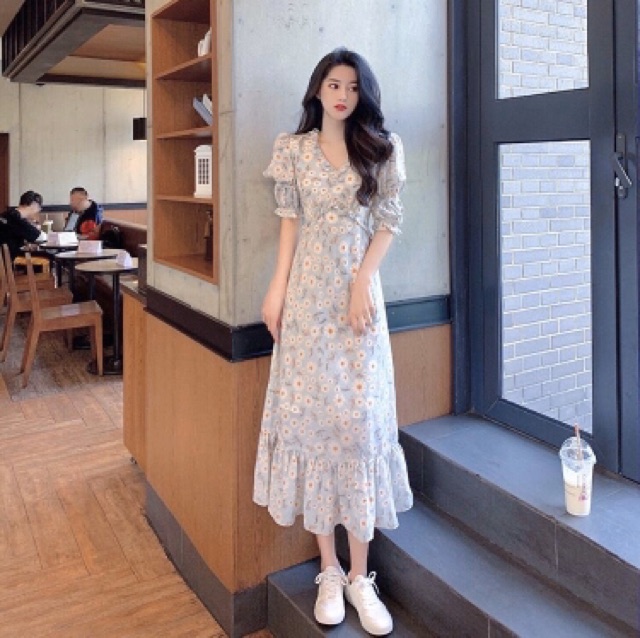 Váy ulzzang dài hoa nhí tiểu thư nhẹ nhàng
