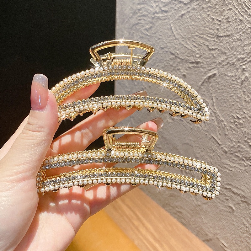 Kẹp Tóc Hình Cá Mập Đính Ngọc Trai Giả Phong Cách Hàn Quốc