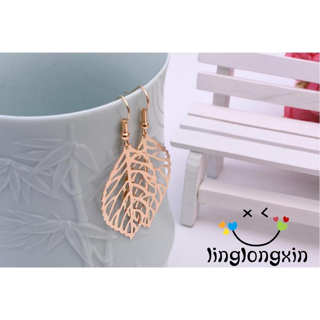 Khuyên Tai Kim Loại Hình Chiếc Lá Thời Trang Cho Nữ 1-8 Tuổi