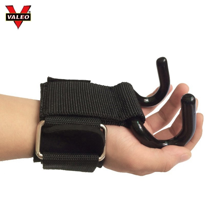 Móc kéo tạ ⚡FREE SHIP⚡ Dây kéo lưng có gắn móc Lifting Straps Chính hãng VALEO Hỗ trợ kéo xà, tập lưng