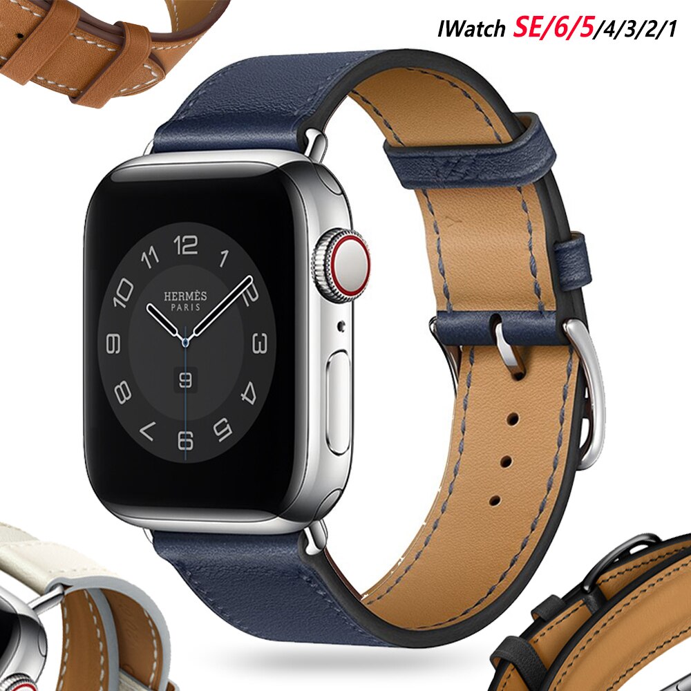 Dây Da Khóa Kim Loại Cho Đồng Hồ Thông Minh Apple Watch 6 Se 5 4 42mm 38mm 44mm 40mm