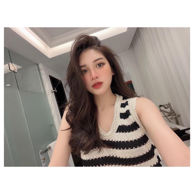 VÁY LEN XUÔNG KẺ VIỀN TRẮNG