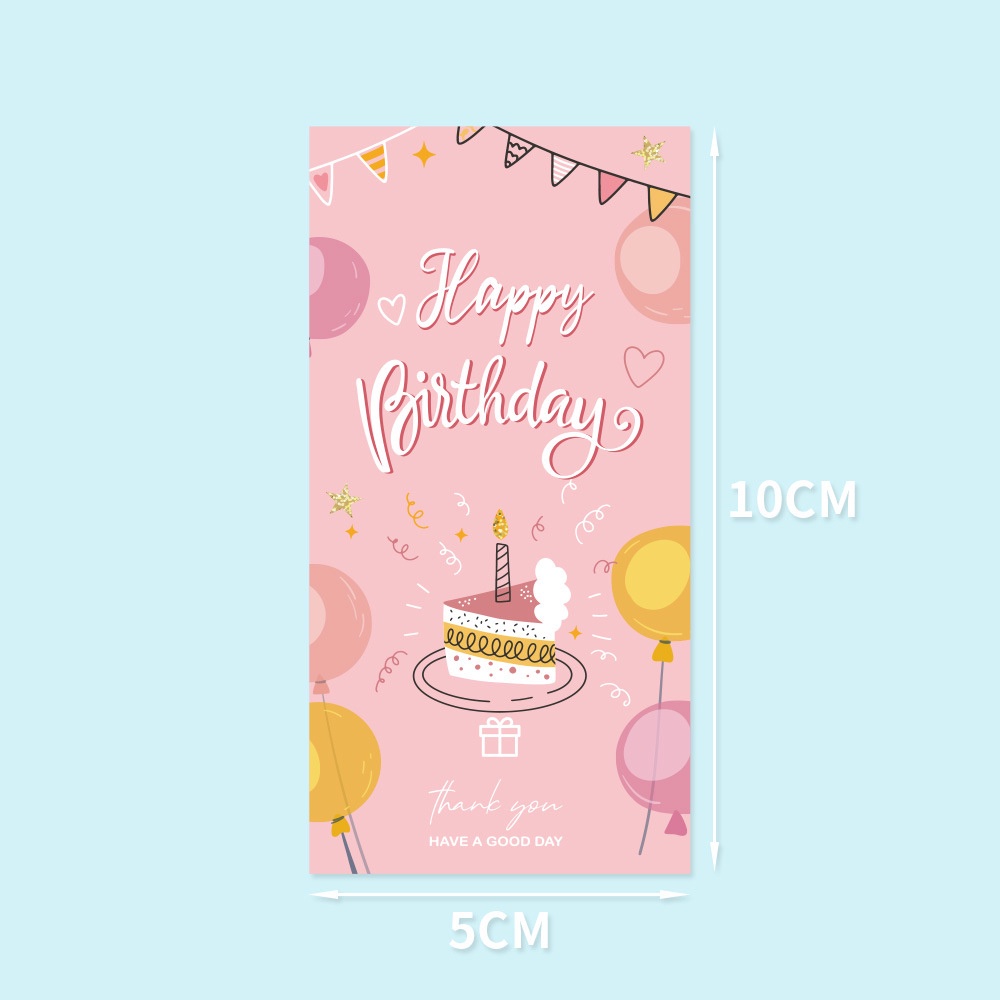 Set 50 Nhãn Dán Trang Trí Túi Bánh Sinh Nhật In Chữ Happy Birthday