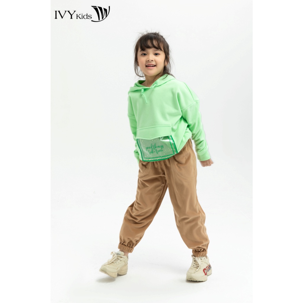 Áo thun cổ mũ Good things take time bé gái IVY moda MS 59G1082