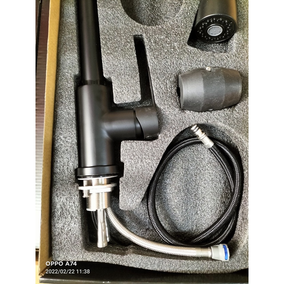Vòi Rửa Chén Bát Nóng Lạnh Inox 304 rút dây phủ NANO đen