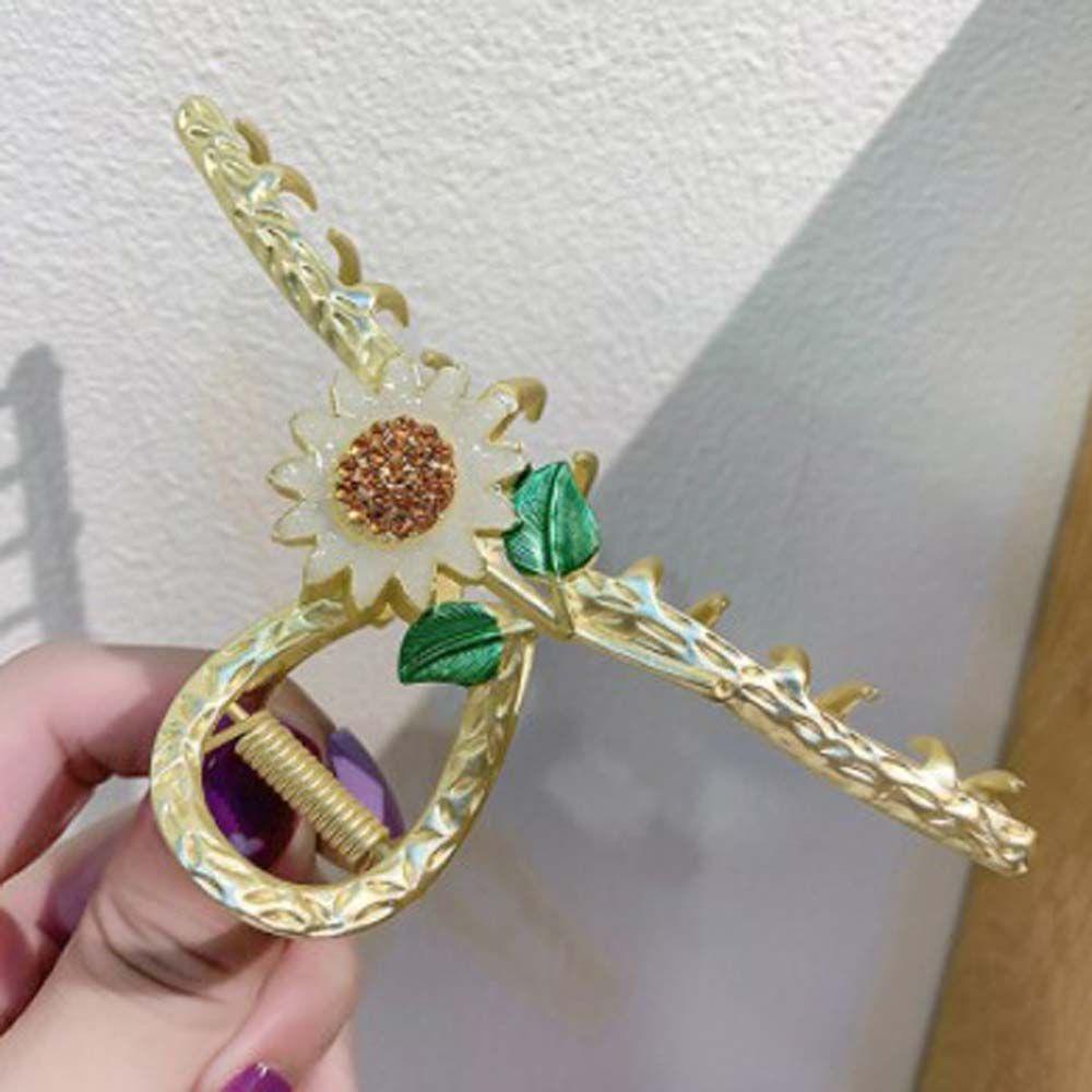 VANES1 Kẹp Tóc Kim Loại Hình Hoa Hướng Dương Đính Đá Phong Cách Hàn Quốc