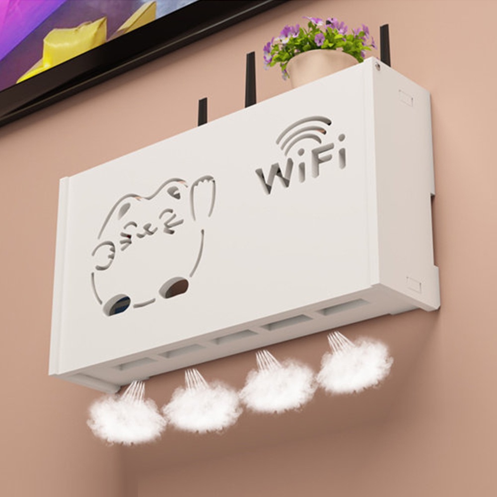 Bộ định tuyến Wifi không dây Hộp lưu trữ Treo tường Bảng điều khiển PVC Kệ cắm Bảng giá đỡ Cáp lưu trữ