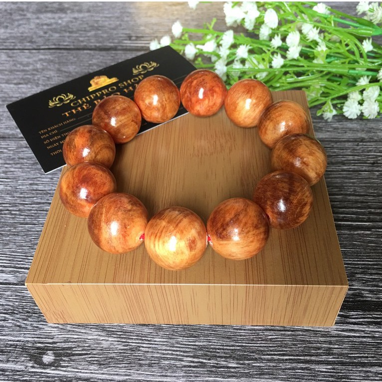 Vòng gỗ Huyết Long Tặng Quà Vip Hạt Thấu Quang Đỏ nhiều Size
