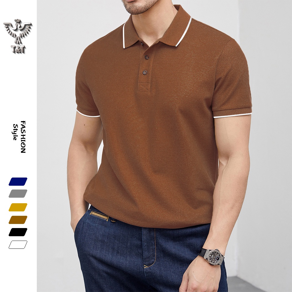 Áo polo nam áo thun nam có cổ tay ngắn kiêu dáng hàn quốc màu nâu đất cực sang chất cotton co dãn thoáng mát PL3502