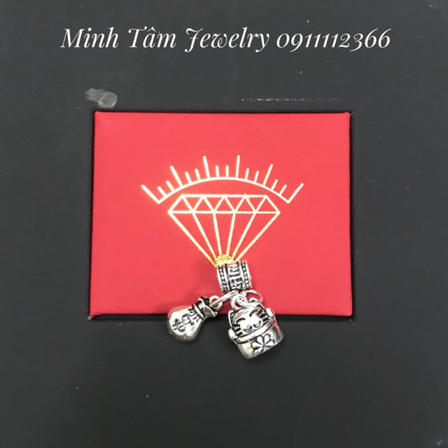 Charm rơi túi tiền, mèo thần tài bạc Thái S925