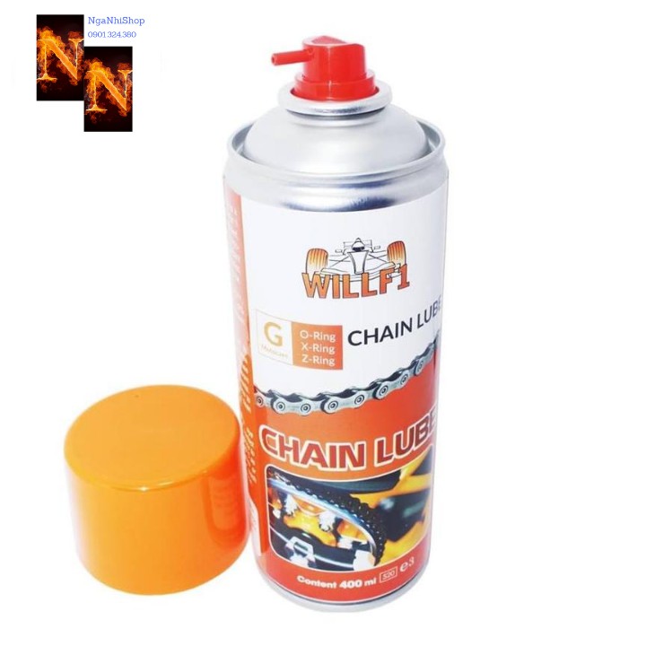 Chai Xịt Dưỡng Sên Xe WillF1 Chain Lube, Kèm Cây Lau Chống Mài Mòn Sên Xe