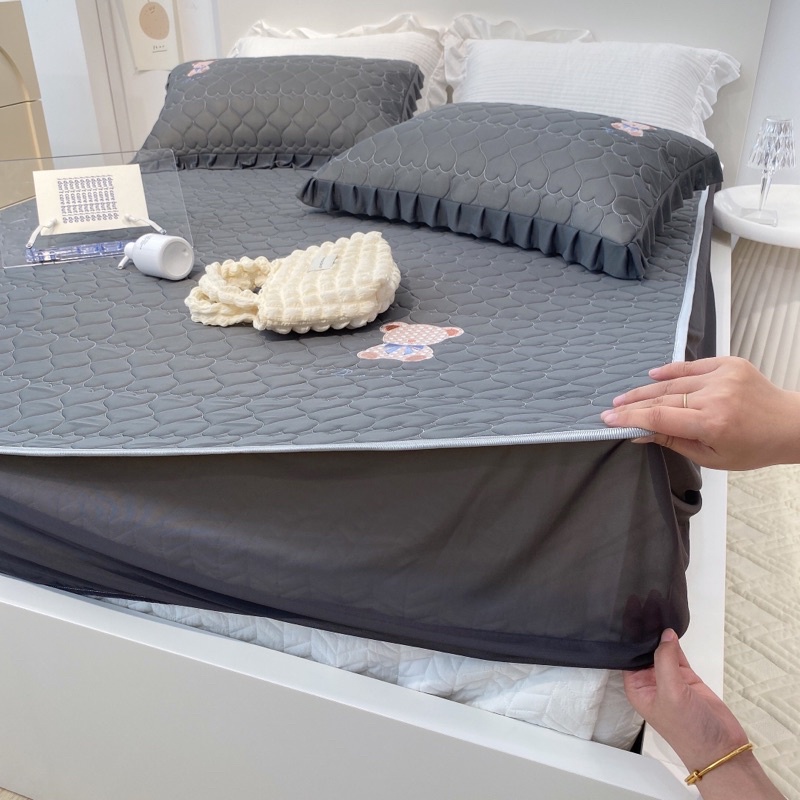 Chiếu điều hoà mủ cao su non bo chun gấu ReMe thương hiệu thoáng mát (tặng kèm 2 vỏ gối cùng bộ)