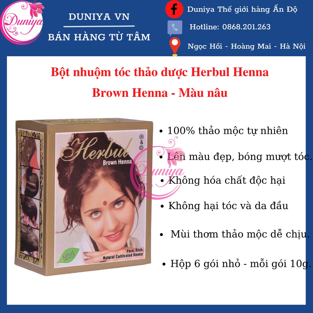 Bột Nhuộm Tóc Herbul Henna Brown - Màu Nâu