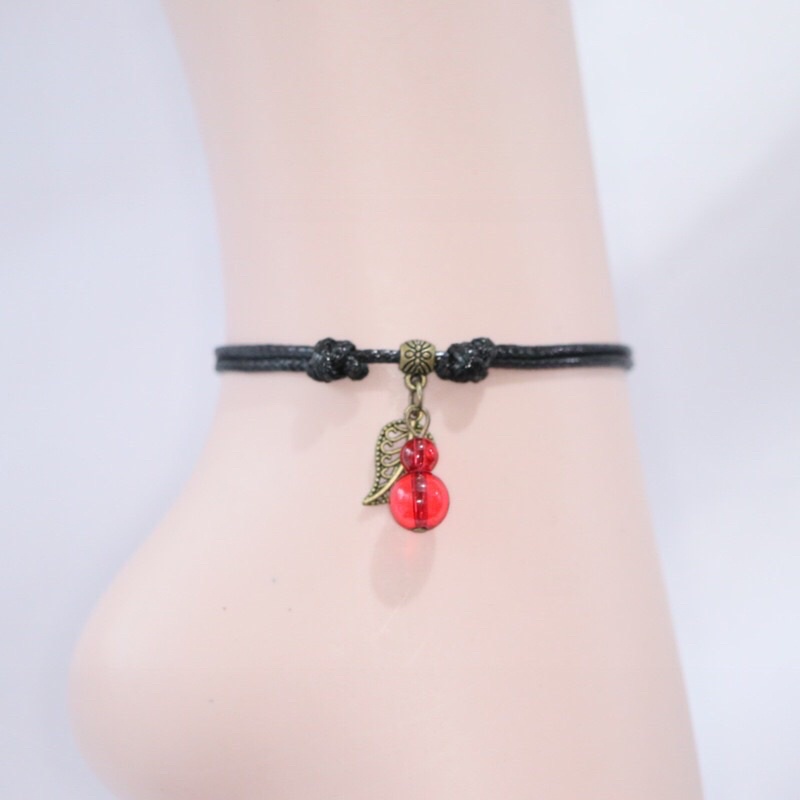 [14 mẫu] Lắc chân nữ chỉ đỏ cầu may mắn đính hạt phong cách Hàn Quốc.  xinh xắn, dễ thương. phù hợp cho mọi lữa tuổi