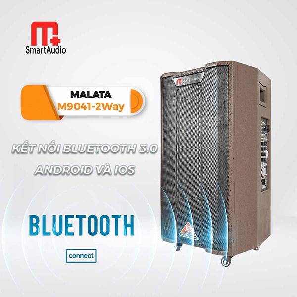 Loa kéo Malata M+9041 - Loa kéo di động bass 4 tấc có Reverb - Tặng kèm 2 micro không dây - Công suất cực lớn