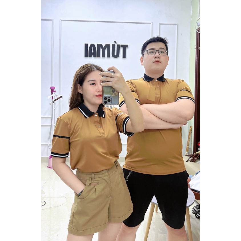 Áo polo đôi Nam, Nữ Cao cấp phối màu kẻ tay. Áo polo vải cotton cao cấp Mã 09