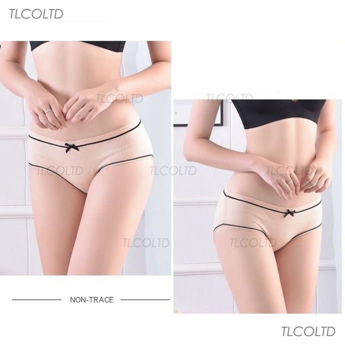Quần lót nữ cotton gân tăm phối nơ kháng khuẩn co giãn siêu thoáng mát