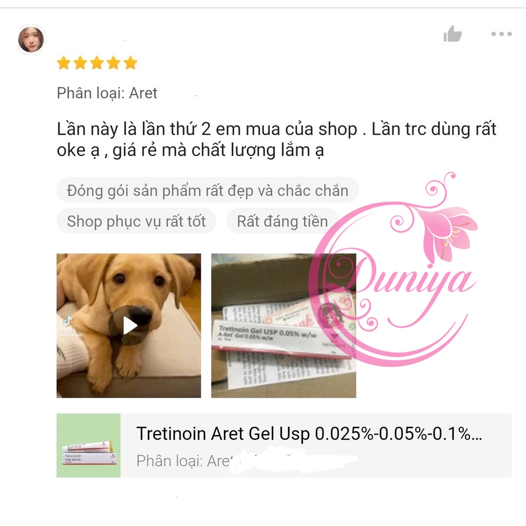 Tretinoin Aret Gel Usp 0.025%-0.05%-0.1% Gel giảm mụn, chống lão hóa [Chính hãng][LINK DỰ PHÒNG]