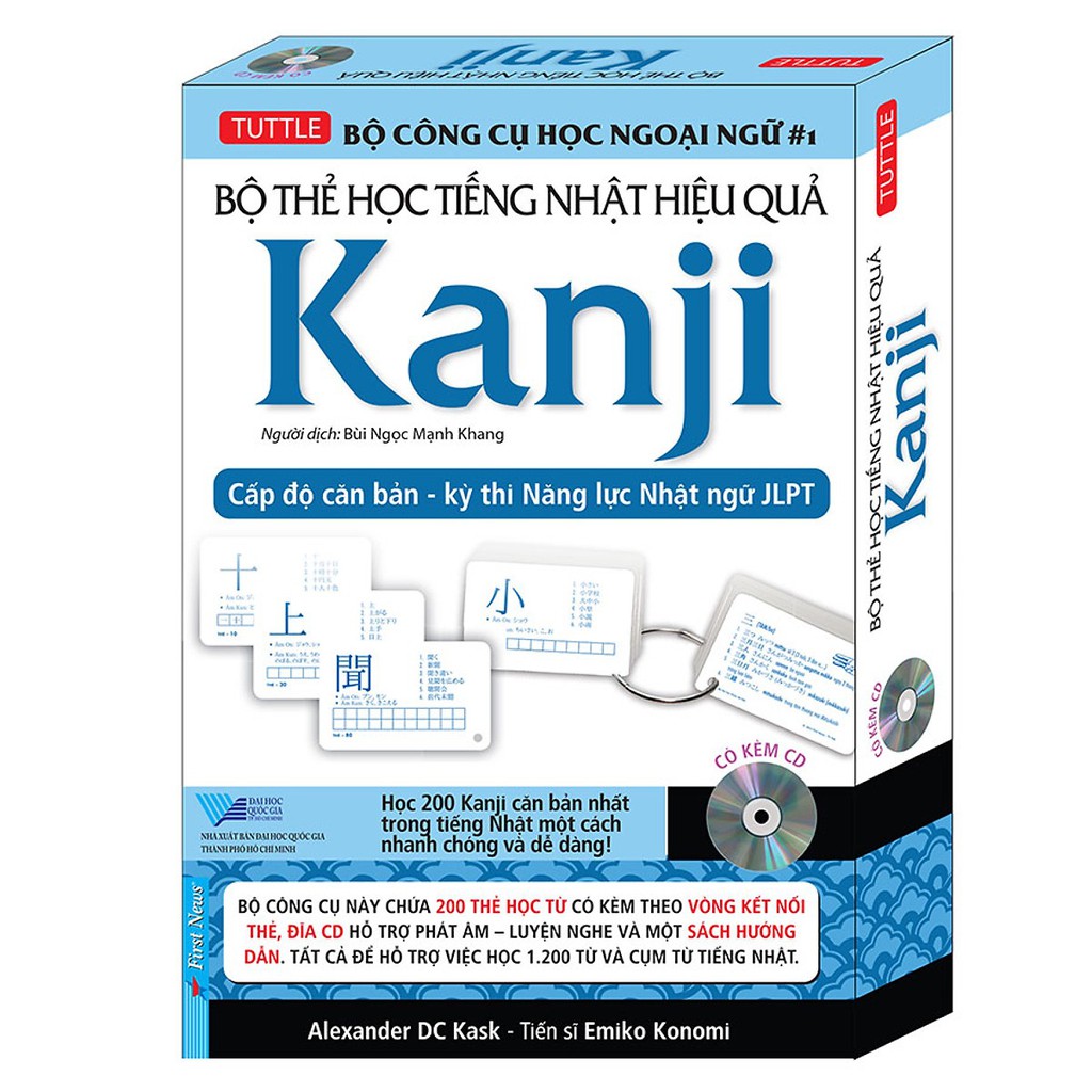 Sách - Hộp Flash Cards - Kanji (200 Thẻ +1 CD) Tặng Bút Bi