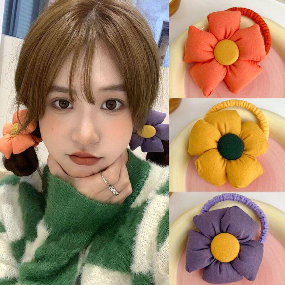 Dây Cột Tóc Đính Hoa Lớn Phong Cách Hàn Quốc Cho Nữ