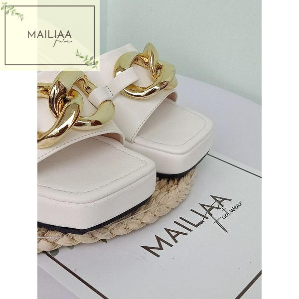 Dép nữ đế xuồng 7 phân MAILIAA quai ngang gắn xích đi nhẹ và êm chân