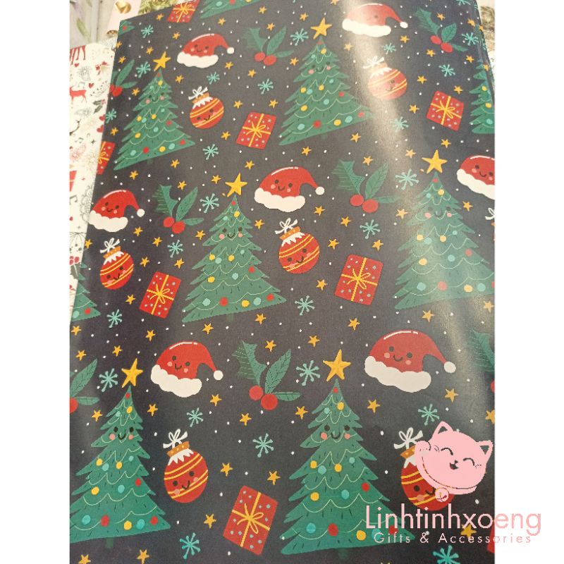 Combo 10 tờ giấy gói quà bao quà Noel giáng sinh 50x70cm #linhtinhxoeng