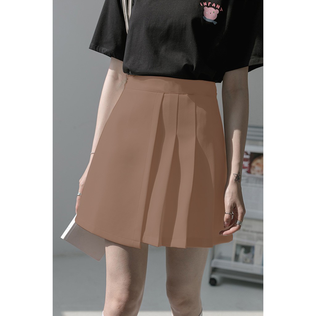 Chân váy xếp ly ngắn Chữ A COOGA phong cách công sở lưng cao, Váy Xếp li chữ A ngắn kiểu dáng công sở - CG030 | BigBuy360 - bigbuy360.vn