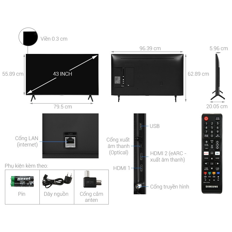 Smart Tivi Samsung 4K 43 inch UA43TU7000KXXV (Miễn phí giao tại HCM-ngoài tỉnh liên hệ shop) | BigBuy360 - bigbuy360.vn