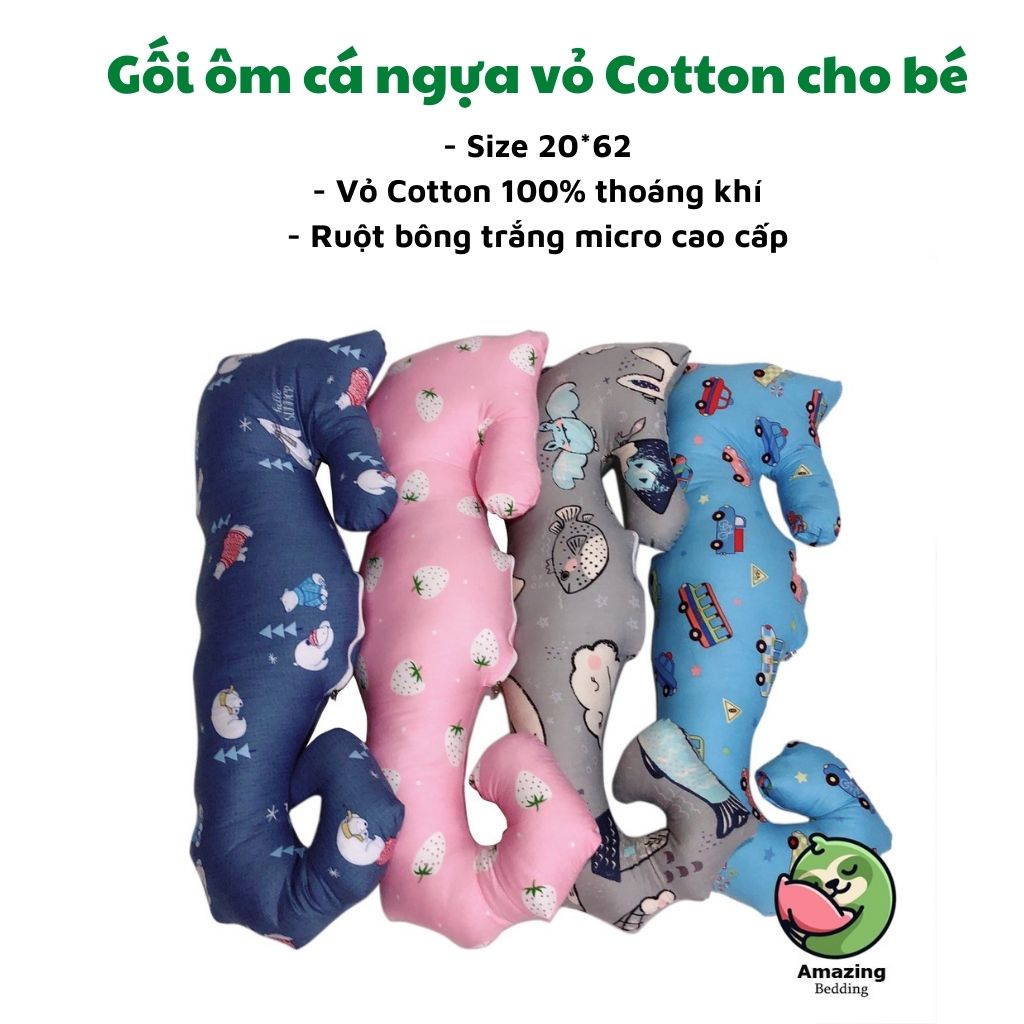 Gối ôm cá ngựa cho bé vải Cotton 100% đáng yêu, cute.